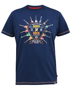 D555 Colin Born To Rock bedrucktes T-Shirt mit Rundhalsausschnitt, französisches Marineblau